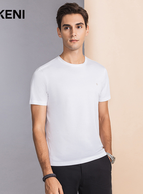 迪柯尼商场同款休闲打底内搭圆领白色短袖T恤男11325H250