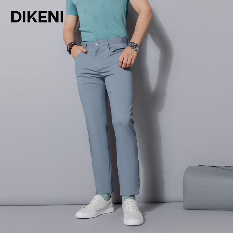 【含桑蚕丝】迪柯尼夏季新品男士亲肤莫代尔弹力直筒针织休闲裤