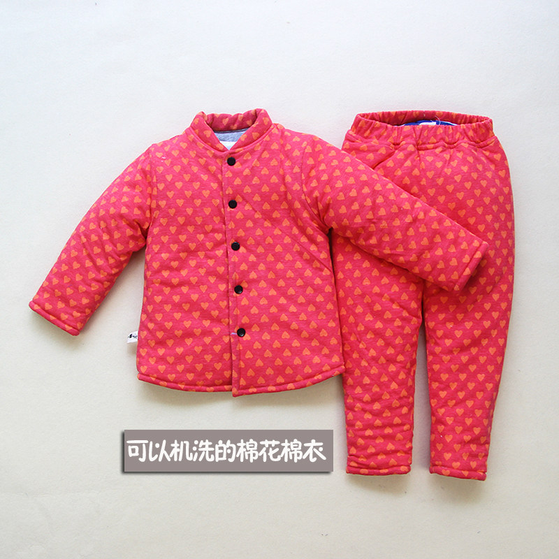 儿童棉袄棉裤手工棉花套装男童女童中大童针织弹力保暖内胆棉服冬