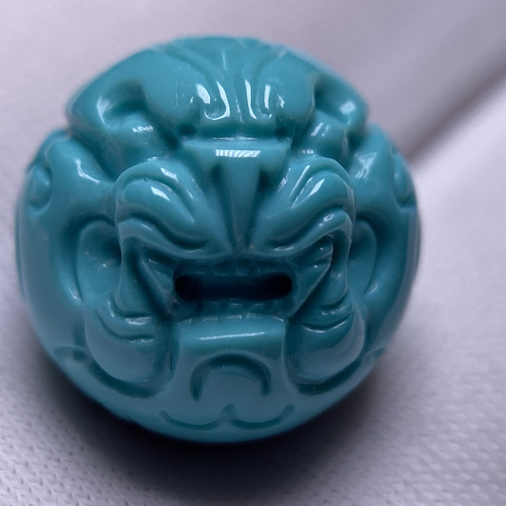 湖北绿松石貔貅珠子精工兽头金刚菩提文玩佛珠手串配饰