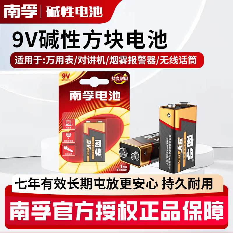 南孚9V碱性方块九伏电池10节万用表玩具无线话筒遥控器烟雾报警器