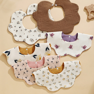 婴儿围嘴纯棉a类防水速干口水巾新生幼儿防吐奶口水纱布围兜围脖