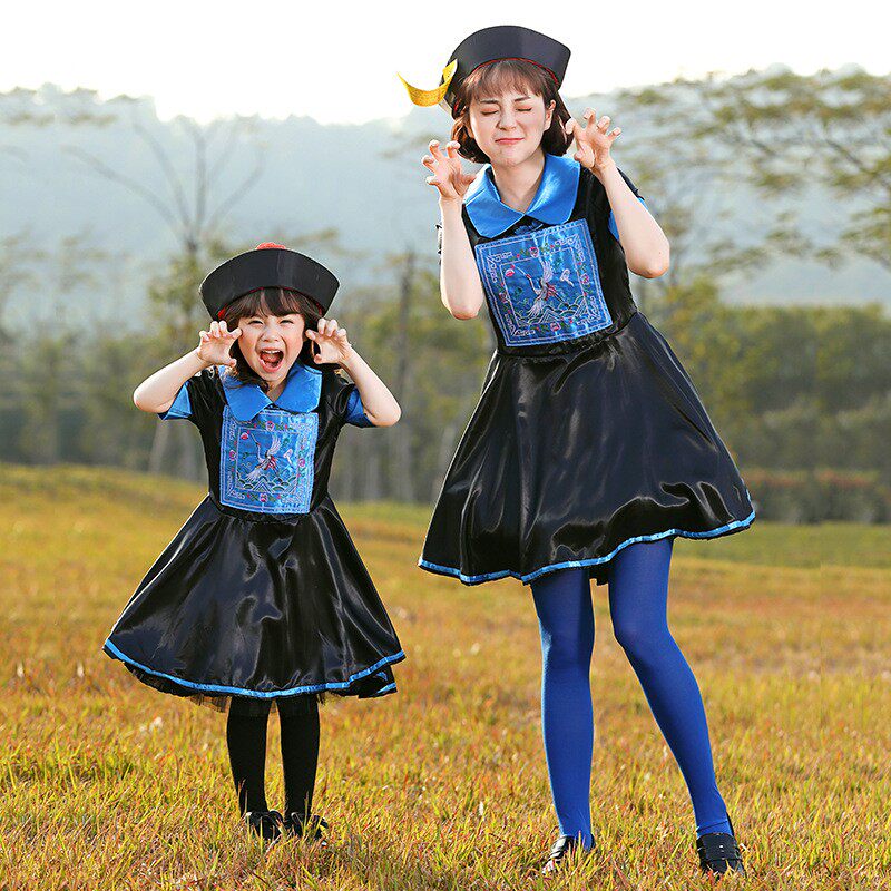 新款小鱼亲子服饰万圣节服装儿童舞台派对表演成人服装僵尸亲子服