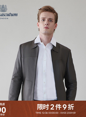 Aquascutum/雅格狮丹秋冬新品时尚男士绵羊皮皮衣夹克Q5058EM1A1