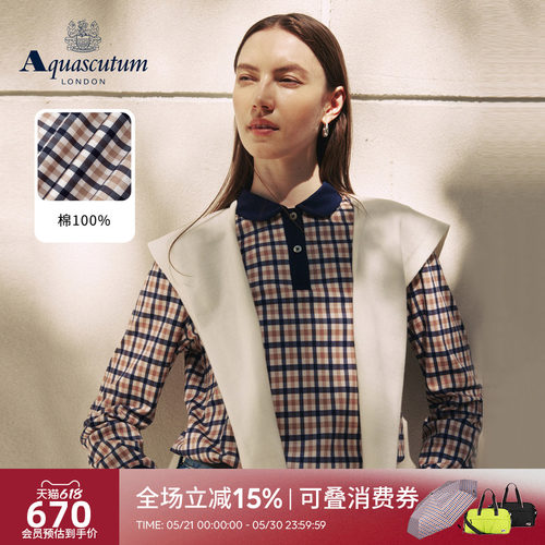 【100%棉】女英伦风长袖POLO