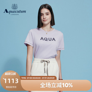 Aquascutum 女士簡約修身 純棉圓領T恤短袖 雅格獅丹2025春夏新品