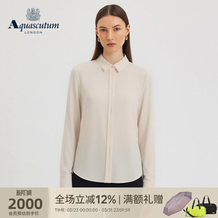 简约 女士正肩翻领休闲纯色衬衫 Aquascutum 雅格狮丹2026春夏新品