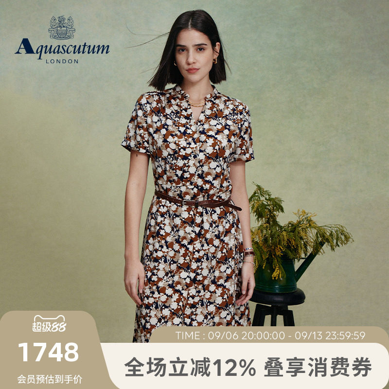 【雅格狮丹】繁花剪影印花连衣裙图片
