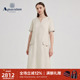 Aquascutum 雅格狮丹2026春夏新品 女优雅气质亚麻混纺V领连衣裙
