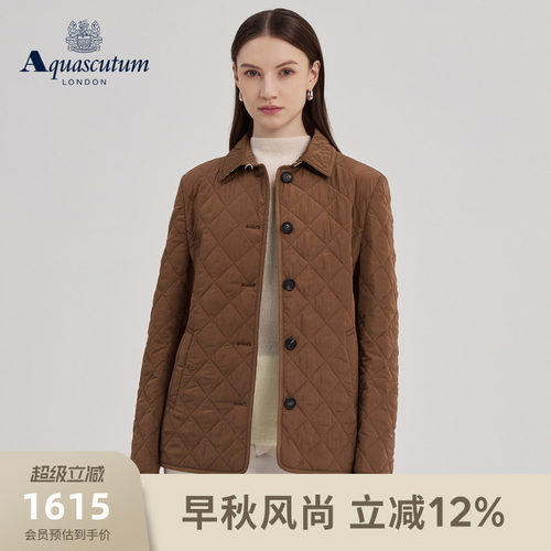 【雅格狮丹】女简约翻领棉服外套