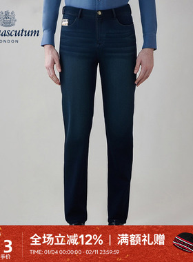 Aquascutum/雅格狮丹秋冬新品时尚男士修身直筒牛仔裤Q5072EM021