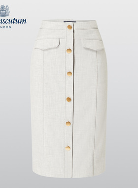 Aquascutum/雅格狮丹秋冬新品女一字裙开衩铅笔半身裙Q3876EL111