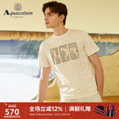 雅格狮丹春夏新款 男士 印花休闲修身 Aquascutum 短袖 T恤Q4770EM051