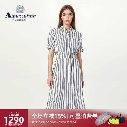 【雅格狮丹】女短袖衬衫连衣裙