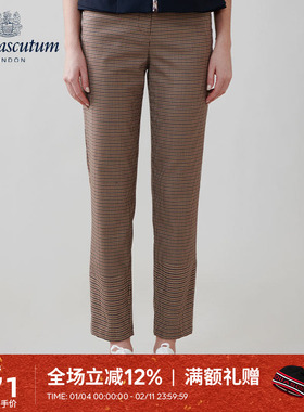 Aquascutum/雅格狮丹秋冬新品时尚女格纹锥形裤休闲裤Q5061EL021