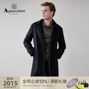 黑色中长款 男士 风衣大衣Q49I6EM011 雅格狮丹春夏新品 Aquascutum