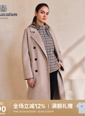 Aquascutum/雅格狮丹秋冬新品时尚双排扣毛呢大衣外套Q5001EL0A1