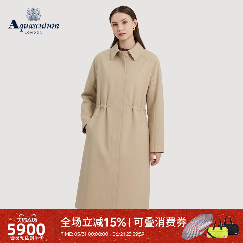 Aquascutum/雅格狮丹2026春夏新品女士时尚翻领修身挺括风衣外套