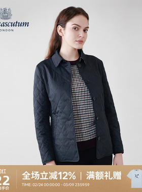 Aquascutum/雅格狮丹秋冬新品时尚女简约翻领棉服外套Q5050EL111