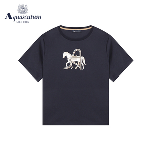 Aquascutum/雅格狮丹春夏新品女士t恤上衣短袖修身百搭Q4770EL031