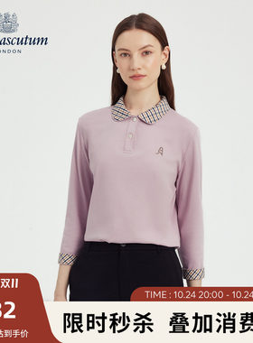 【100%棉】25秋冬新品女格纹POLO