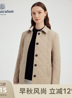 【雅格狮丹】女简约菱格棉服外套