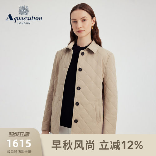 【雅格狮丹】女简约菱格棉服外套
