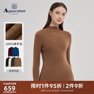打底衫 女半高领羊毛针织衫 毛衣 雅格狮丹2025秋冬新品 Aquascutum