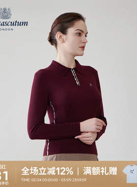 Aquascutum/雅格狮丹秋冬新品时尚女半拉链修身针织衫Q5067EL021