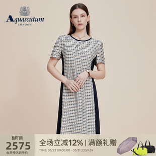 休闲优雅垂感格纹连衣裙气质 女时尚 Aquascutum 雅格狮丹春夏新品