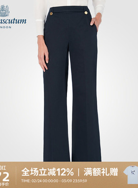 Aquascutum/雅格狮丹秋冬新品女干练OL风正装裤阔腿裤Q3835EL061