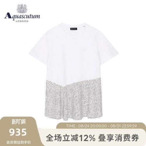 雅格狮丹T恤拼接休闲宽松纯棉