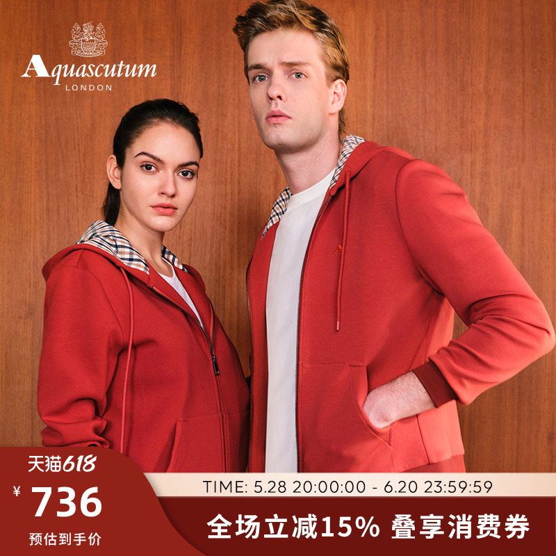 Aquascutum/雅格狮丹2025春夏新男女同款情侣长袖卫衣Q5068EU1A1