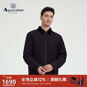 Aquascutum 简约葫芦绗线棉服黑色夹克通勤 男士 雅格狮丹冬季 新品
