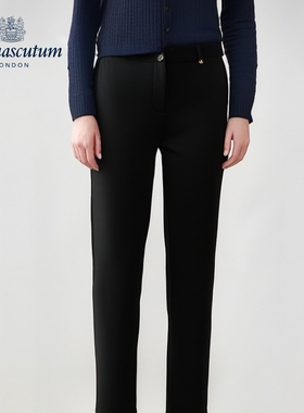 Aquascutum/雅格狮丹秋冬新品时尚女士黑色修身休闲裤Q5061EL011