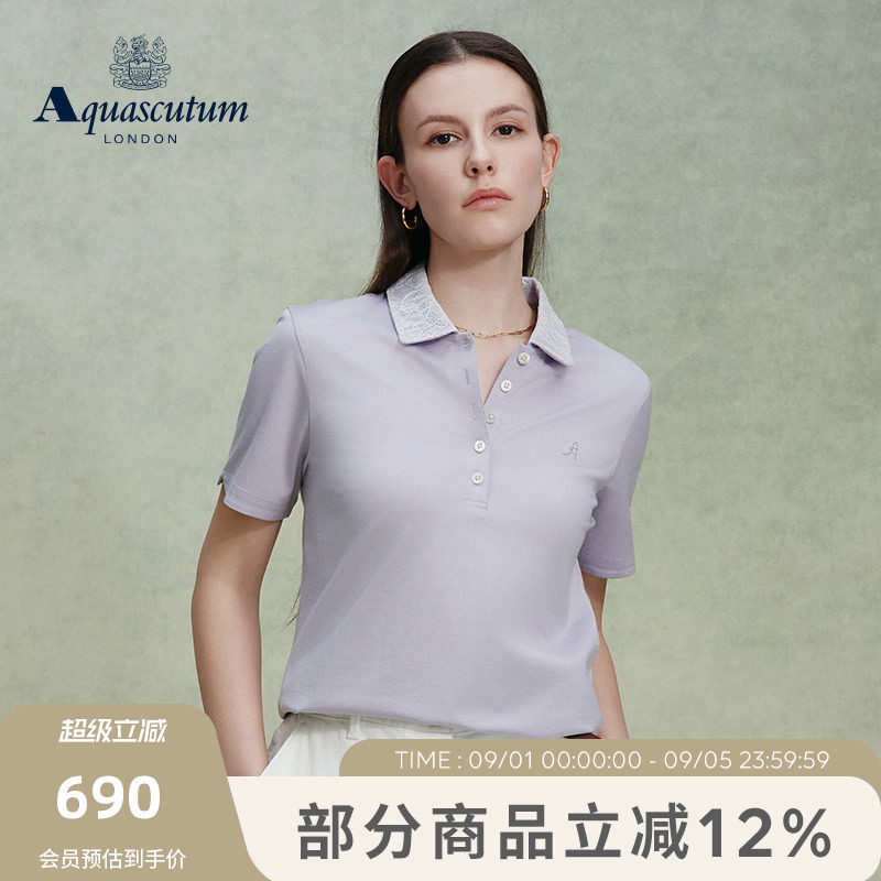 【100%棉】女士蕾丝领短袖POLO图片