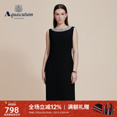 女收腰无袖 Aquascutum 雅格狮丹春夏新品 连衣裙优雅黑色礼服气质