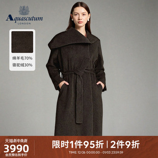 休闲骆驼绒毛呢大衣外套 女时尚 Aquascutum 雅格狮丹2025秋冬新品