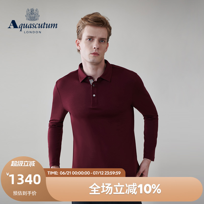 【雅格狮丹】男士修身长袖POLO衫
