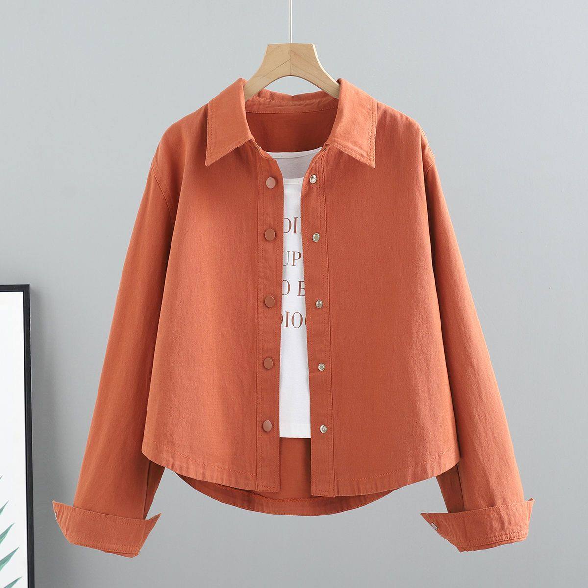 短款纯棉牛仔外套春秋季新款韩版宽松百搭长袖衬衫女工装夹克上衣
