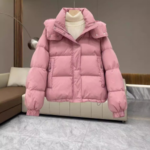 冬季女大码连帽短款羽绒棉服