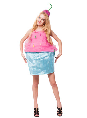 万圣节蛋糕冰淇淋带帽食物COS演出服生日派对校园活动表演连体服