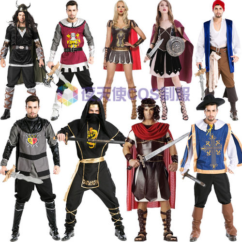 万圣节古罗马武士服希腊凯撒成人男女cosplay演出斯巴达武士服装