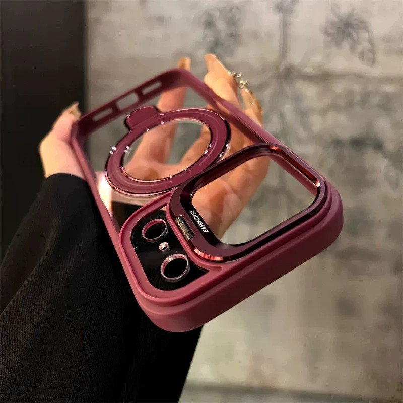 高透磁吸多功能双支架适用苹果18promax手机壳iPhone17air大孔16plus镜头加高防摔15pro硬壳pc防摔14男女通用