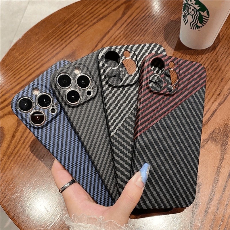 凯夫拉纹适用iPhone15ProMax手机壳简约苹果14Plus超薄镜头全包16pro碳纤维芳纶同款13/12高级感11防摔保护套