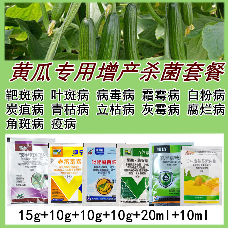 黄瓜病专用药 黄瓜病全治叶斑病白粉病炭疽腐烂病黄点病专用套餐
