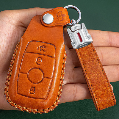 适用奔驰E300L E260 C260L CLS GLC GLE GLS钥匙套真皮手工扣包壳
