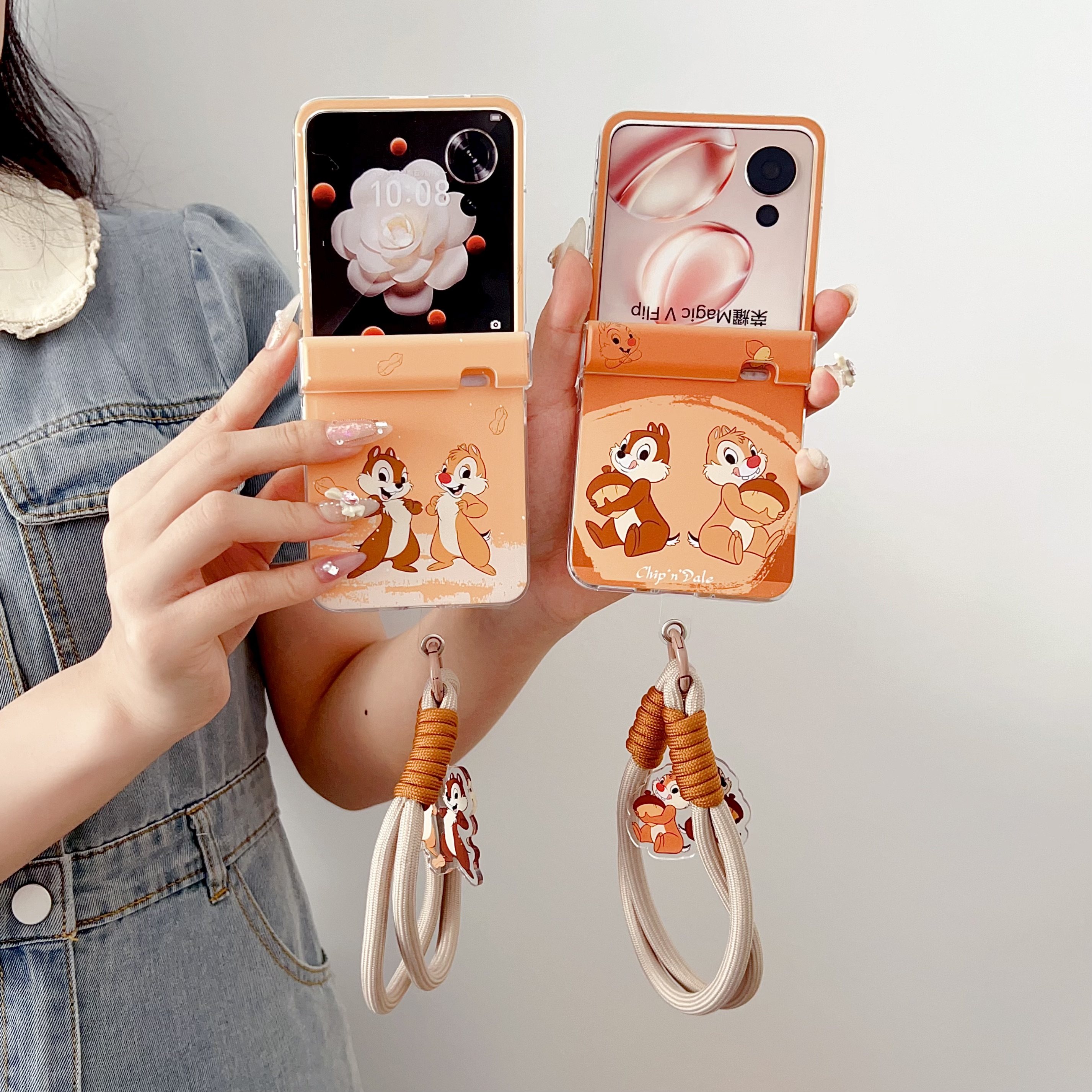 奇奇蒂蒂花栗鼠适用荣耀MagicVFlip手机壳折叠屏magicVFlip保护套华为pocket2/p50可爱三星zflip6/5/4壳女款