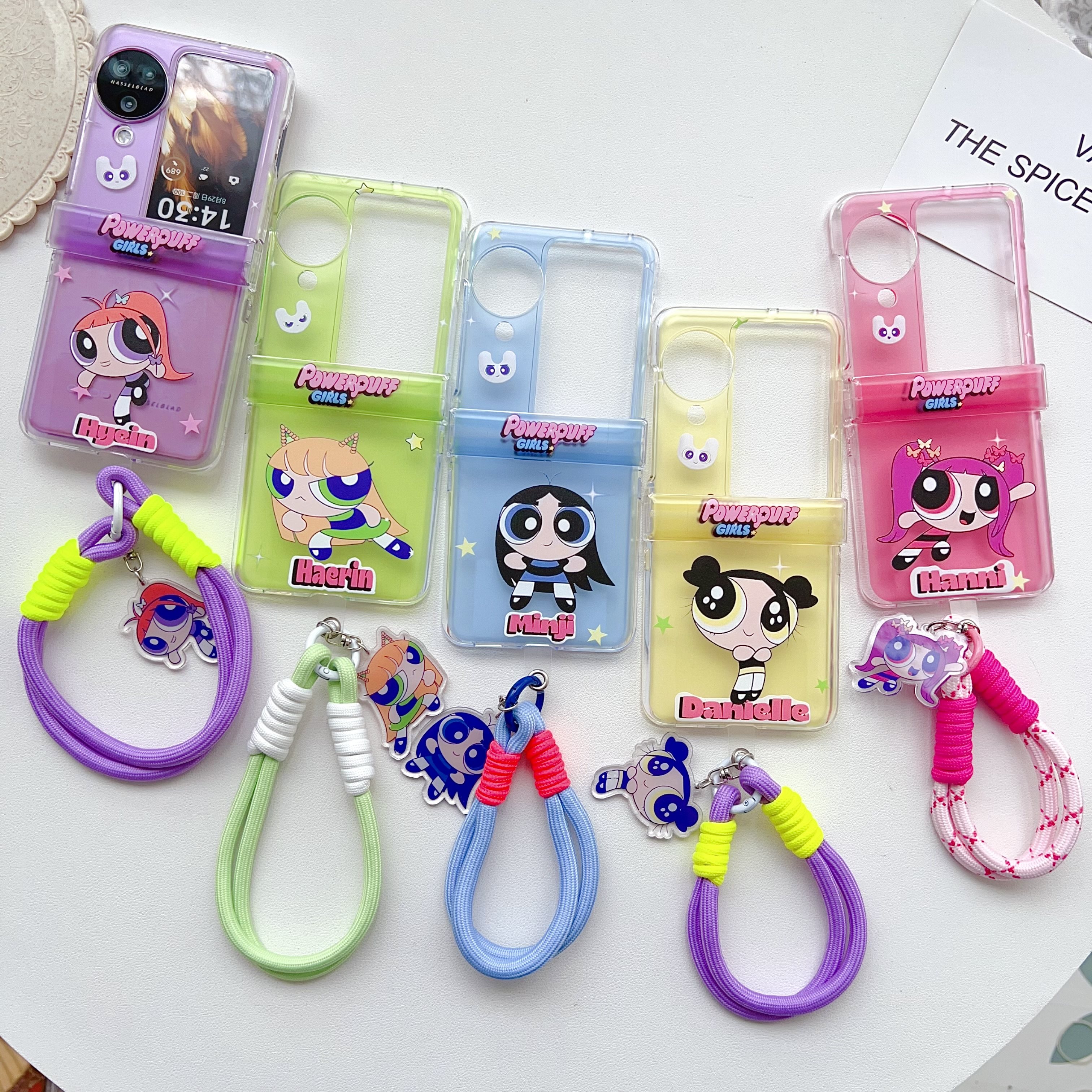 粉蓝紫黄绿飞天小女警适用oppofindn3flip手机壳n2flip可爱华为pocket2网红爆款折叠屏三星zflip5/4代女新款