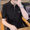 SUMMER THIN T-SHIRT MENS HALF-SLEEVED LAPEL ZIPPER  FASHION TREND POLO SHIRT MENS COOL TOP
